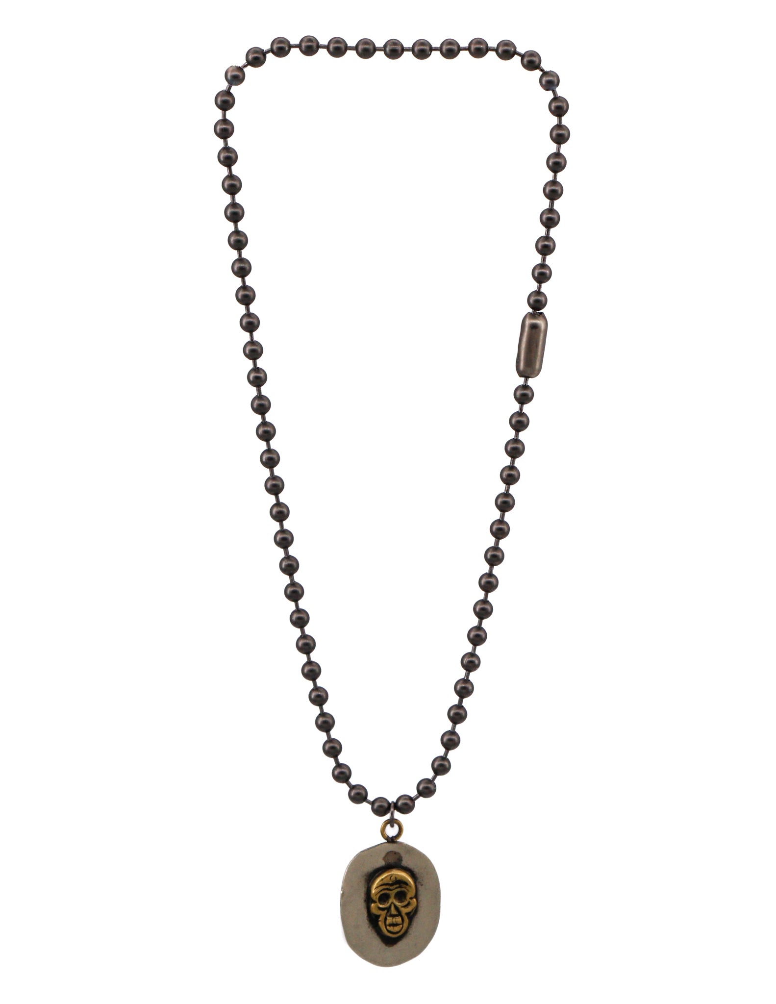 Brass ball chain necklace with a skull pendant