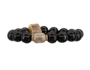 Men's tourmaline bracelet with a shed antler bead