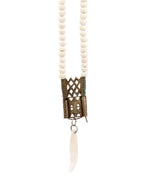 Load image into Gallery viewer, Bone beads on leather necklace
