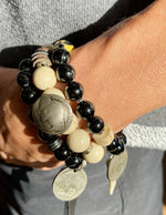 Load image into Gallery viewer, SKO Buffs bracelet with tourmaline and a&quot; buffalo nickel&quot; coin
