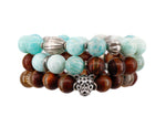 Load image into Gallery viewer, Amazonite with vintage sterling silver bead bracelet
