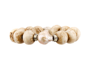 Conch shell and pearl bracelet