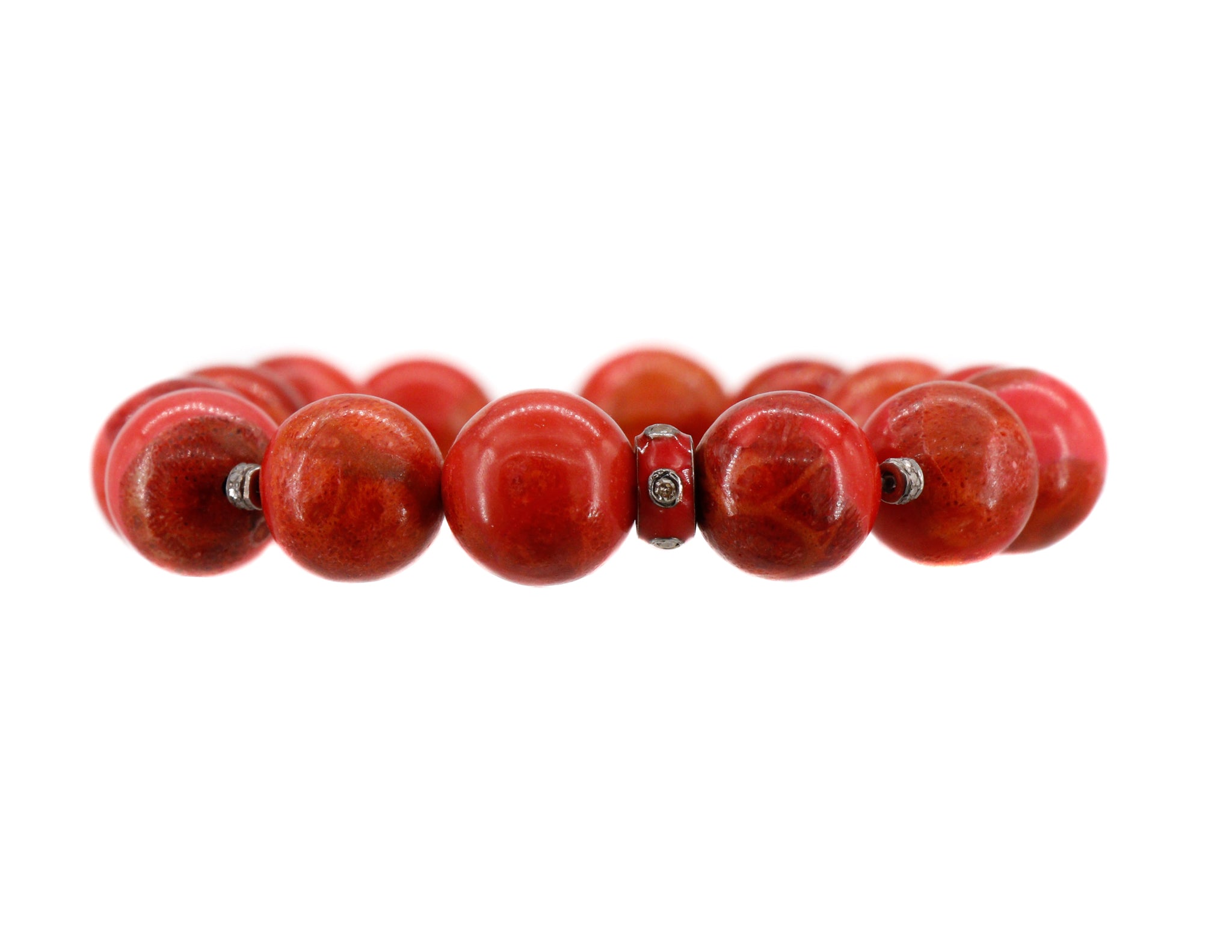 Red coral and diamond bracelet