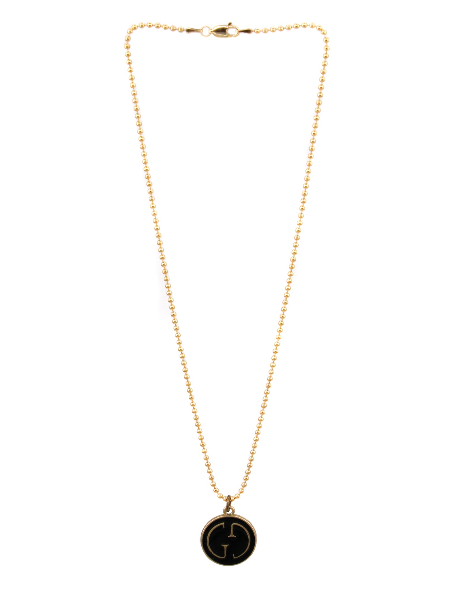 14kg filled ball chain necklace with a black repurposed designer pendant