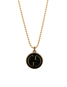 14kg filled ball chain necklace with a black repurposed designer pendant