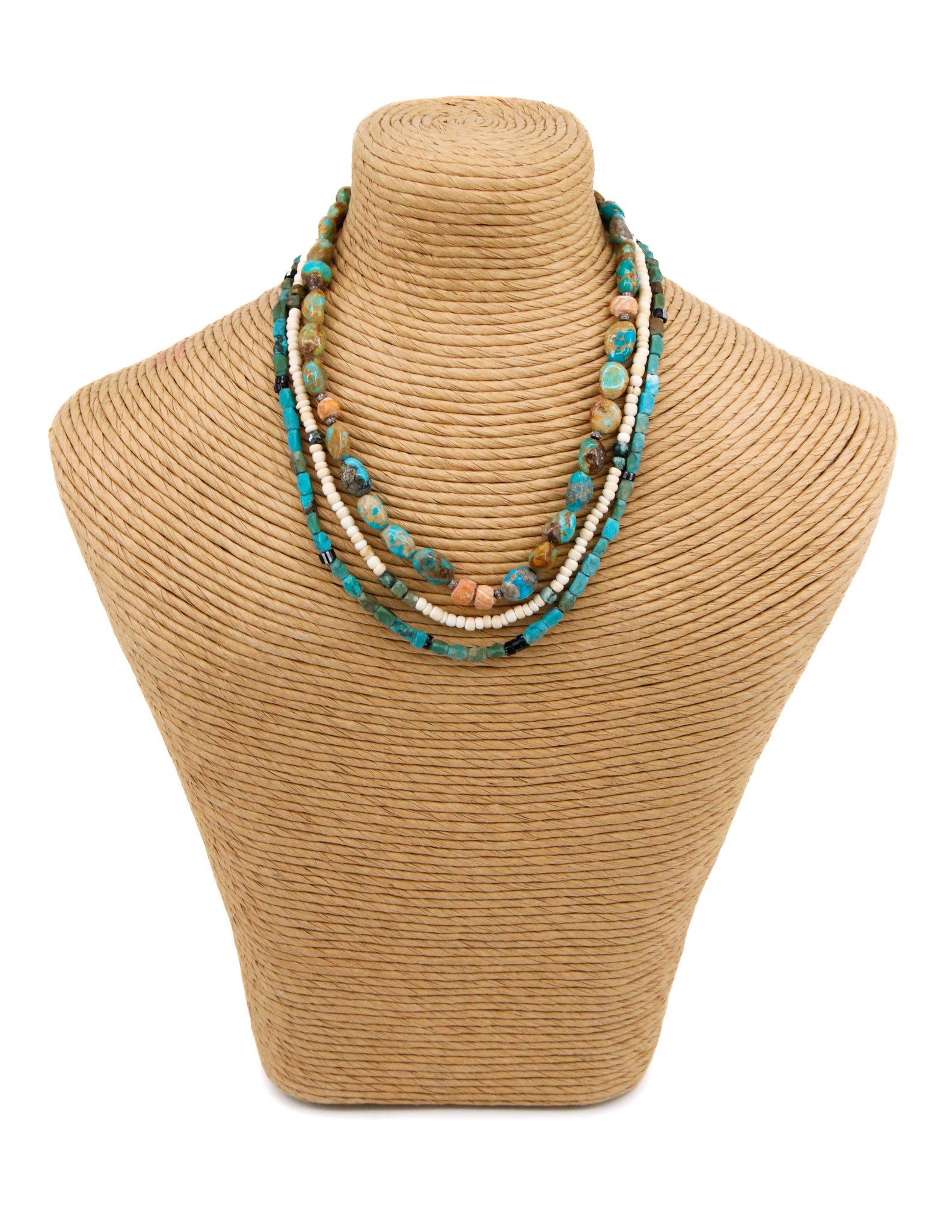 Hand cut conch bead choker with hand cut turquoise