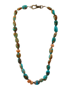 Campitos turquoise choker with hand cut vintage African trade beads
