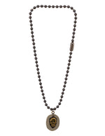 Load image into Gallery viewer, Brass ball chain necklace with a skull pendant
