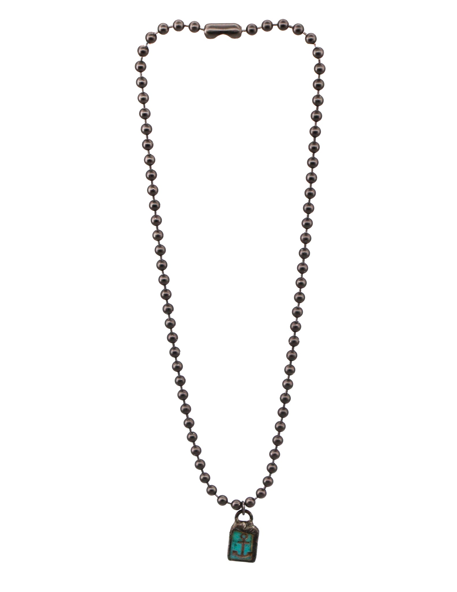 Gun metal ball chain necklace with an anchor pendant