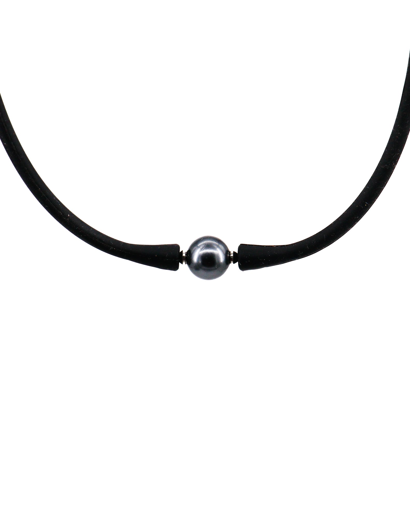 Silicone choker with a grey pearl