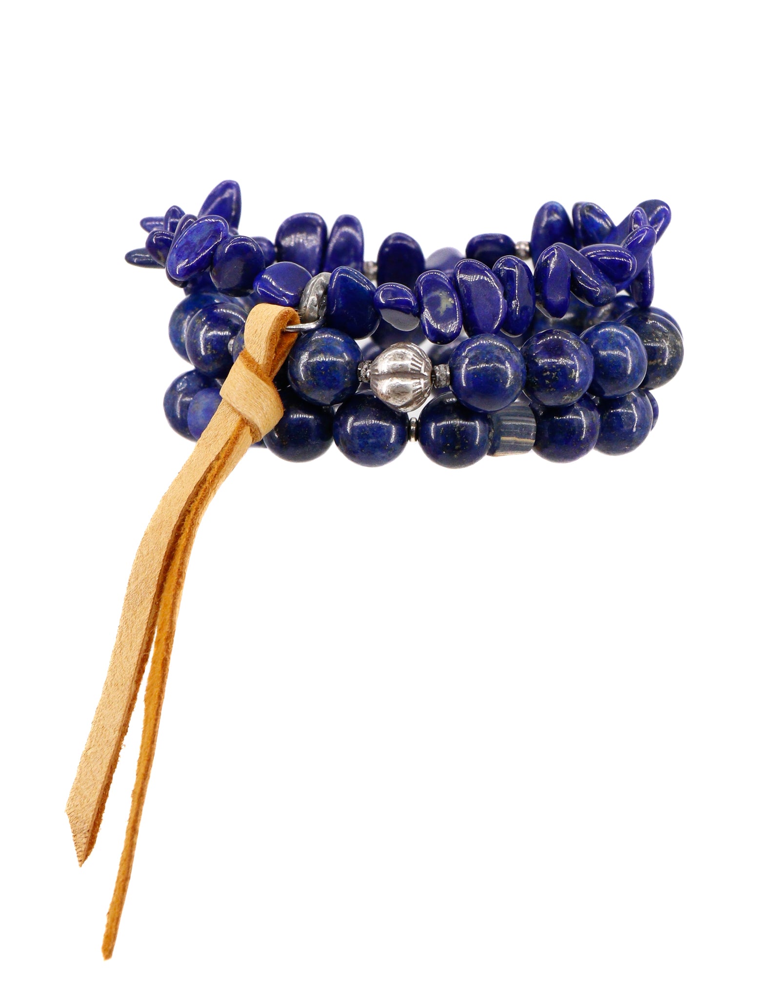 Lapis bracelet with a suede tassel