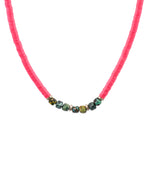 Load image into Gallery viewer, Pink African vinyl with handcut turquoise choker
