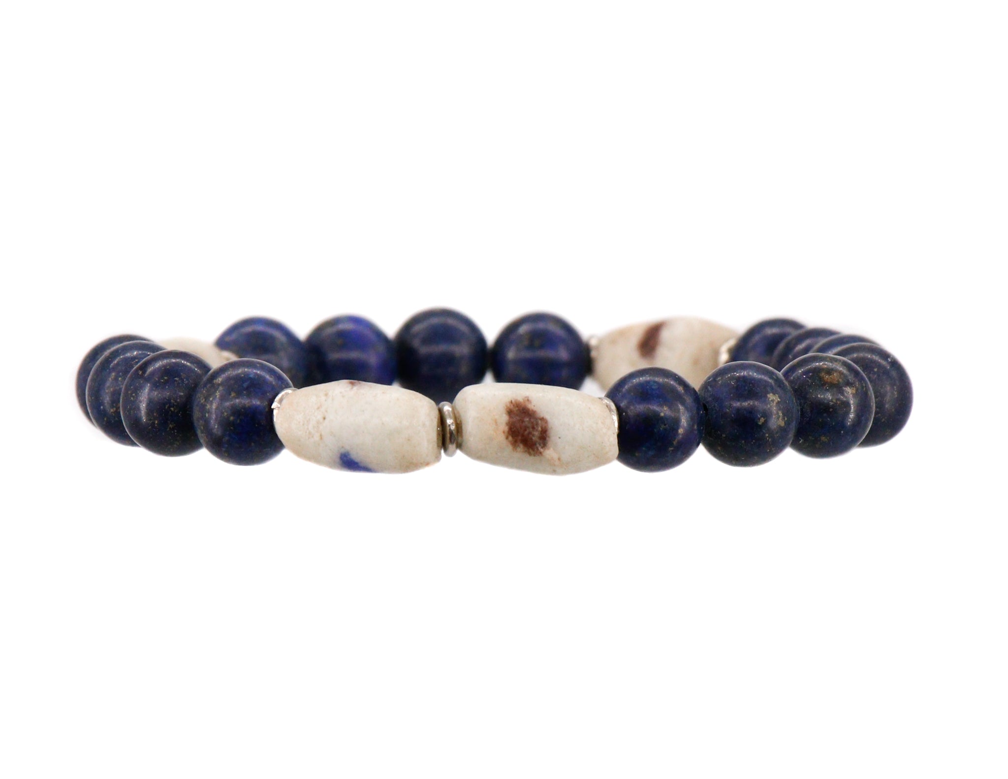 Lapis and African trade bead bracelet