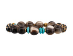 Load image into Gallery viewer, Turkish buffalo horn bracelets with dzi beads and Sleeping Beauty turquoise

