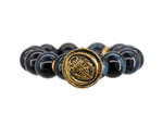 Load image into Gallery viewer, Blue tigereye bracelet with a gold anchor button
