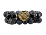 Load image into Gallery viewer, Blue tigereye bracelet with a gold anchor button
