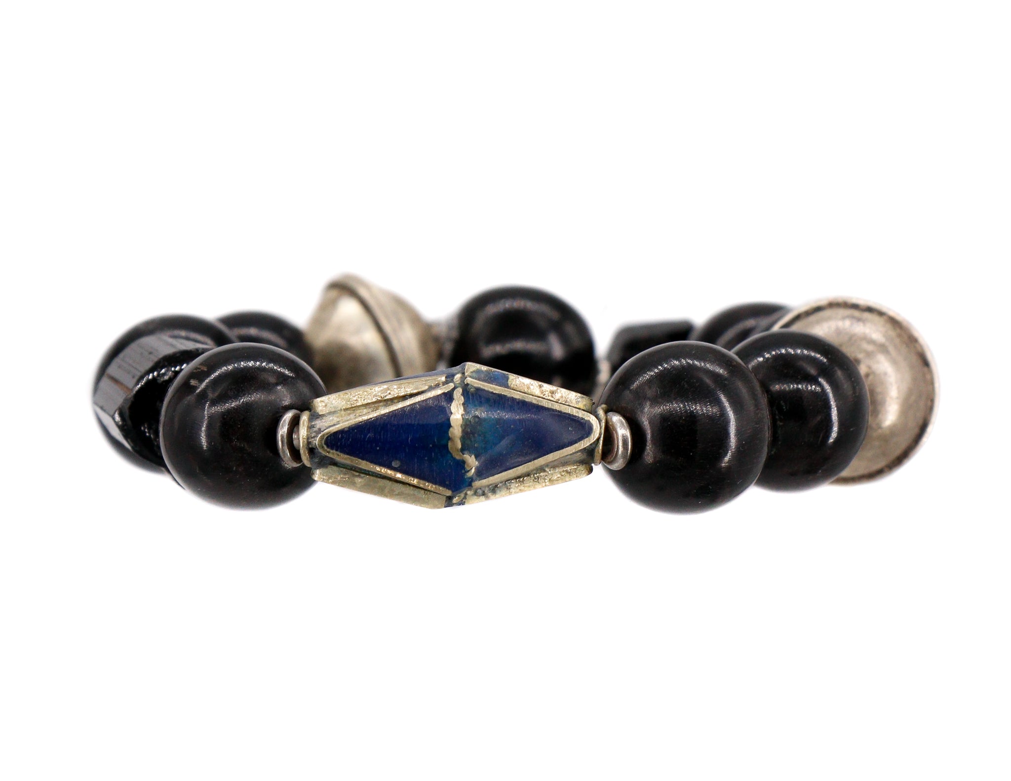 Lapis with black buffalo horn and silver bracelet