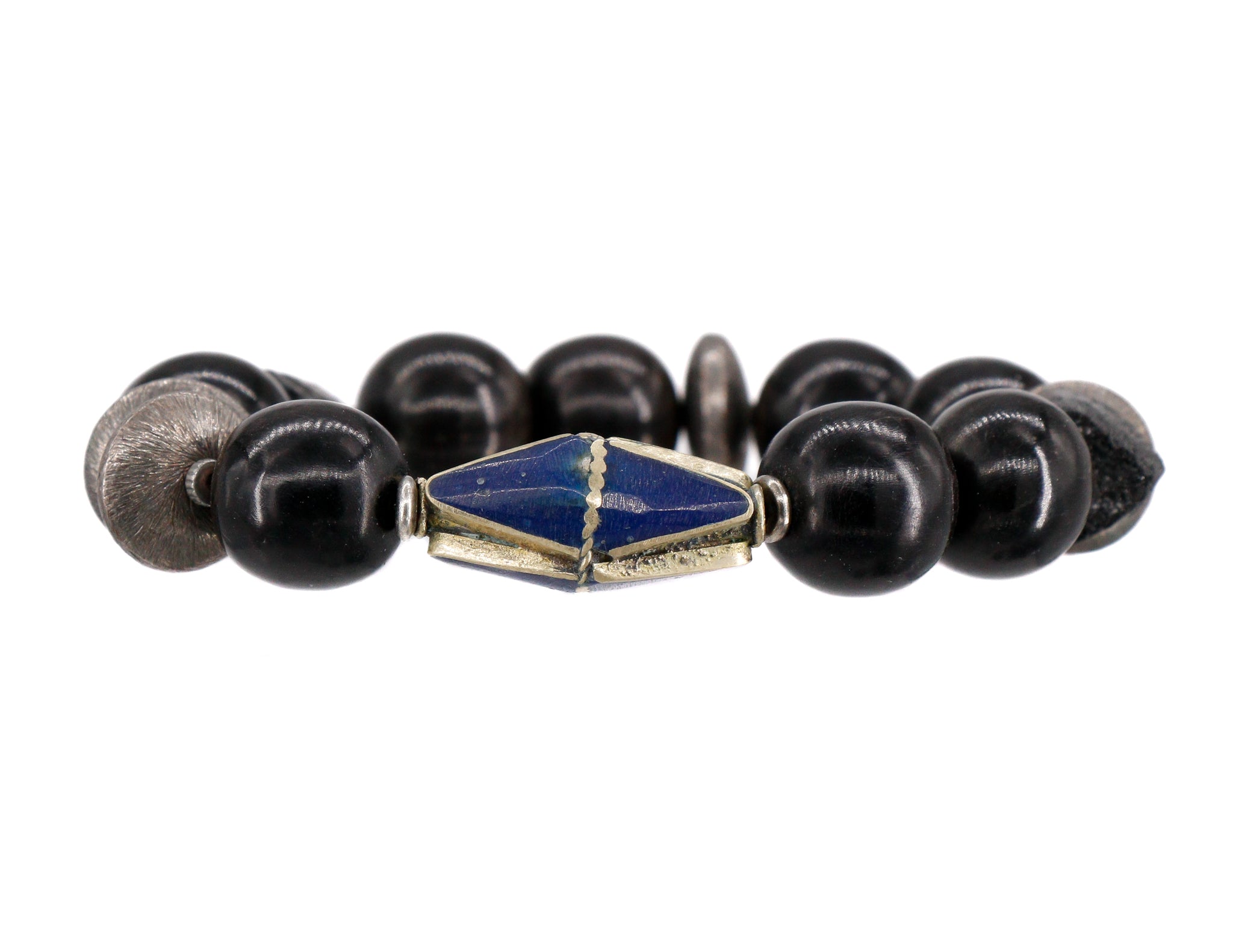 Lapis with black buffalo horn bracelet