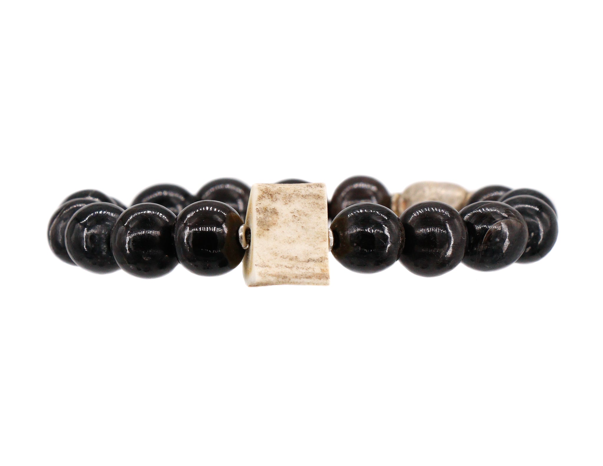 Men's tourmaline bracelet with a shed antler bead