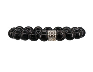 Men's black buffalo horn bracelet with silver