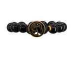 Load image into Gallery viewer, Black buffalo horn beads with a repurposed designer gold button
