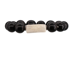 Black buffalo bead bracelet with diamonds and antler