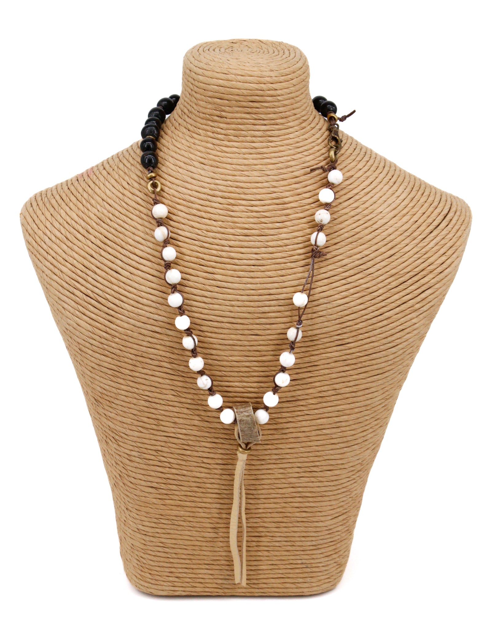White conch and black buffalo horn necklace