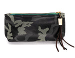 Load image into Gallery viewer, Black camo leather clutch
