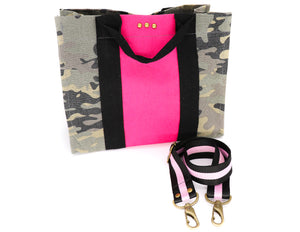 Canvas camouflage small crossbody tote bag