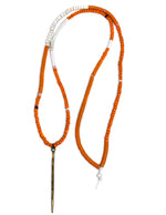 Load image into Gallery viewer, African vinyl and trade bead necklace with a brass pendant
