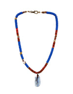 Load image into Gallery viewer, African vinyl and kyanite necklace
