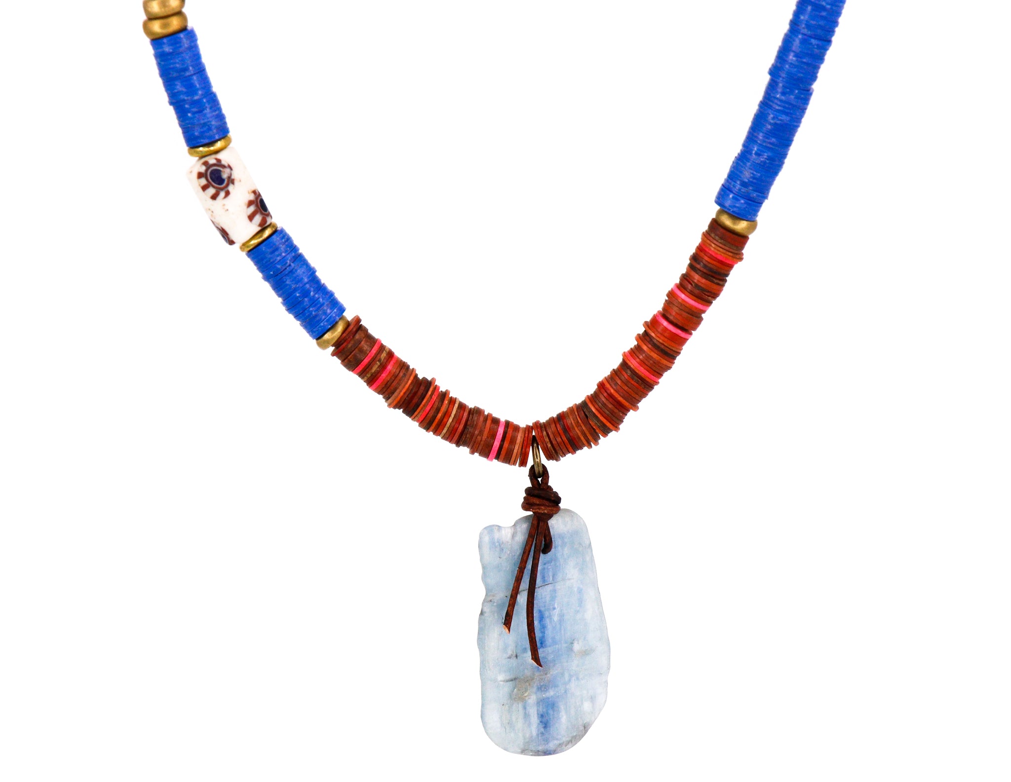 African vinyl and kyanite necklace