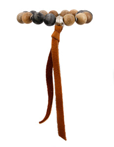 Sandalwood and matte labradorite bracelet