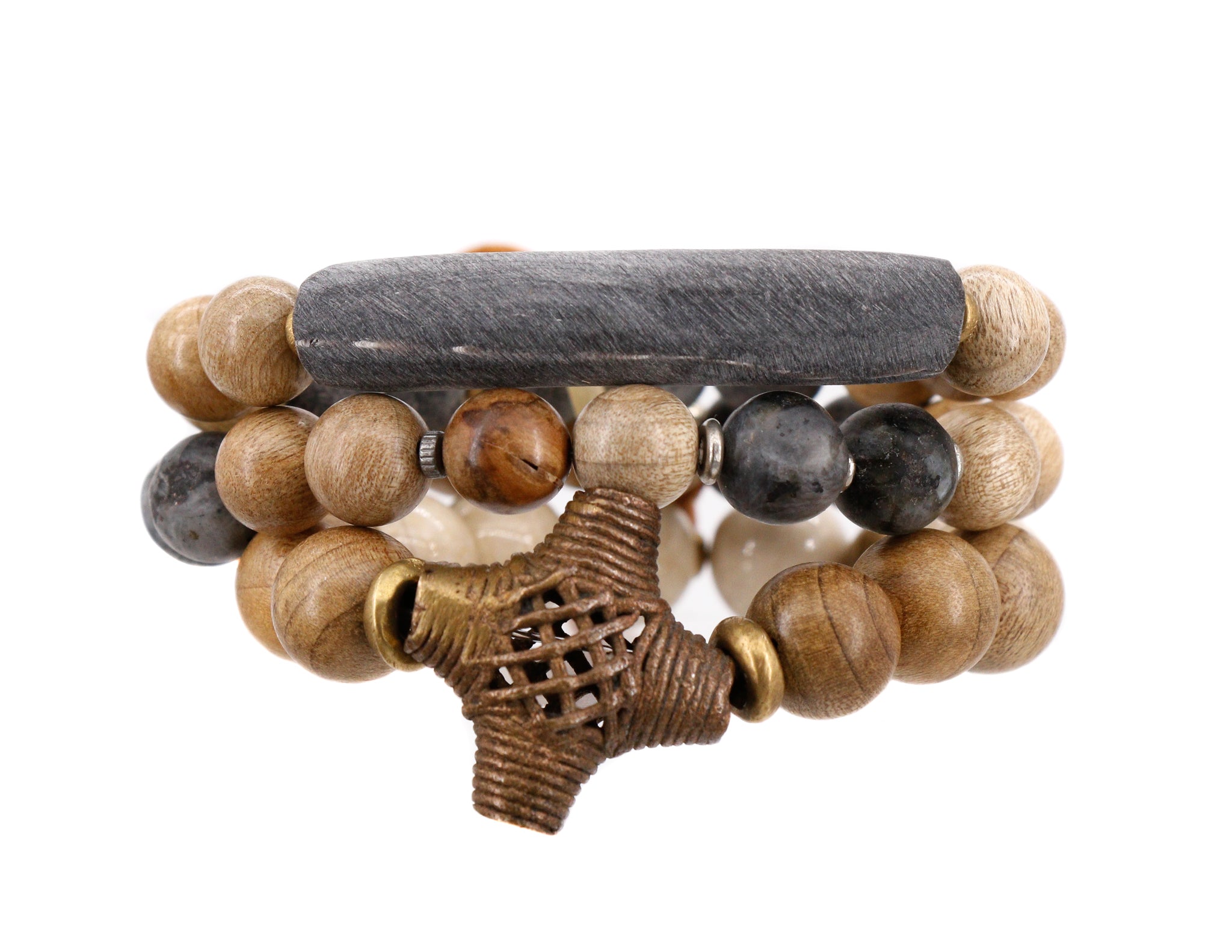 Sandalwood and matte labradorite bracelet