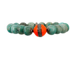 Load image into Gallery viewer, Amazonite with an orange enamel/diamond bead bracelet
