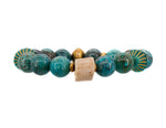Load image into Gallery viewer, Cuprite with carved Czech beads and brass bracelet
