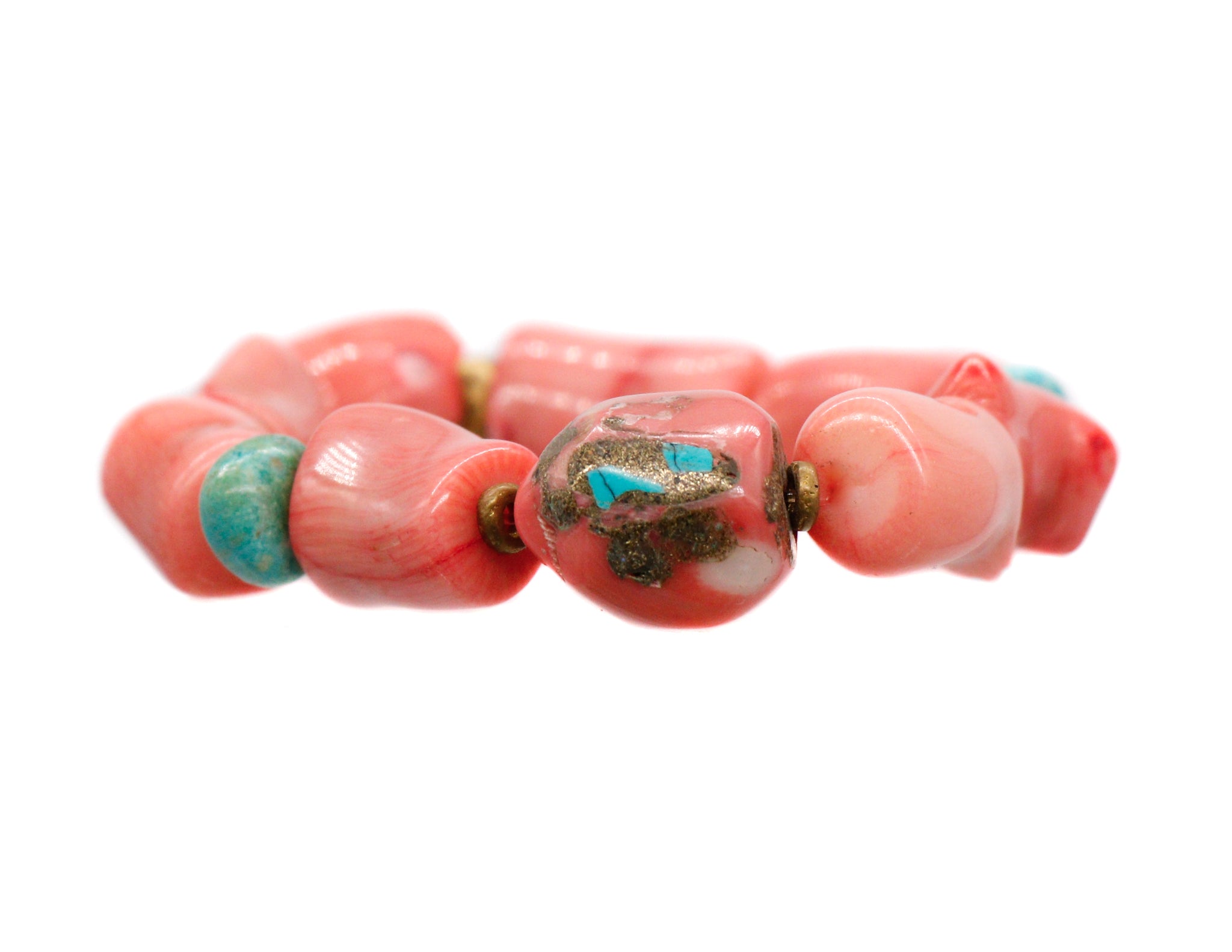 Natural coral bracelet with turquoise