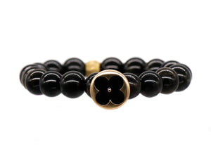 Black repurposed designer button bracelet