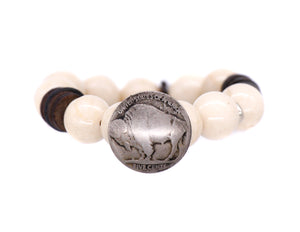 SKO Buffs bracelet with a "buffalo nickel", river stone and coconut