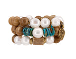 Load image into Gallery viewer, Pearl and sandalwood bracelet
