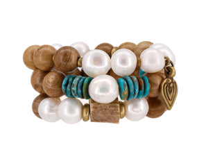 Pearl and sandalwood bracelet