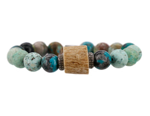 Chrysocolla with diamonds and an antler bead bracelet