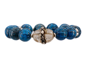 Blue snake patterned bead bracelet